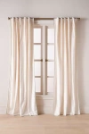 Anthropologie Adelina Piped Velvet Woven Curtain In Neutral