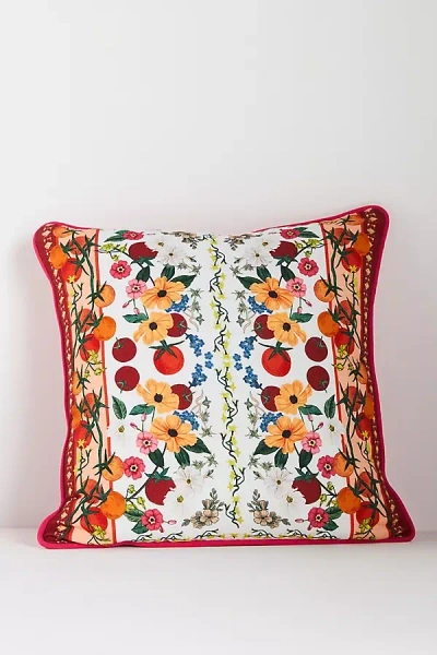 Anthropologie Adelyn Linen Printed Floral Pillow In Multi