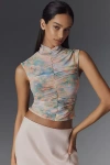 Anthropologie Afrm Power Mesh Jolie Top In Multicolor