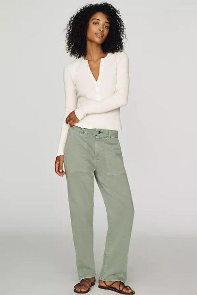 Anthropologie Ag Jeans Analeigh Mid-rise Straight-leg Pants In Green