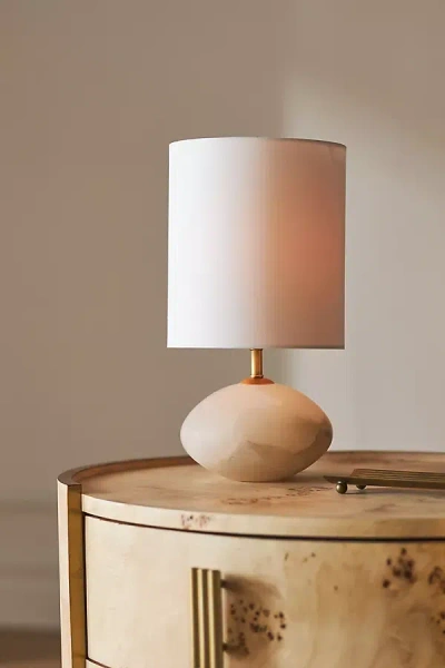 Anthropologie Alabaster Mini Orb Table Lamp In Neutral