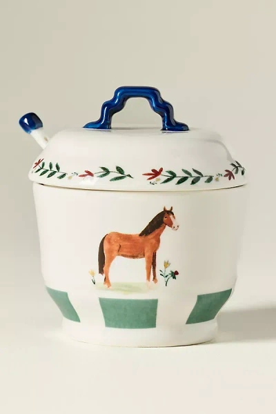 Anthropologie Alana Stoneware Horse Sugar Pot In Multi