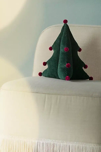 Anthropologie Aldea Corduroy Pom Pom Shaped Tree Pillow