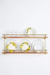 Anthropologie Aldina Acacia Wood & Brass Two-tiered Plate & Spice Rack