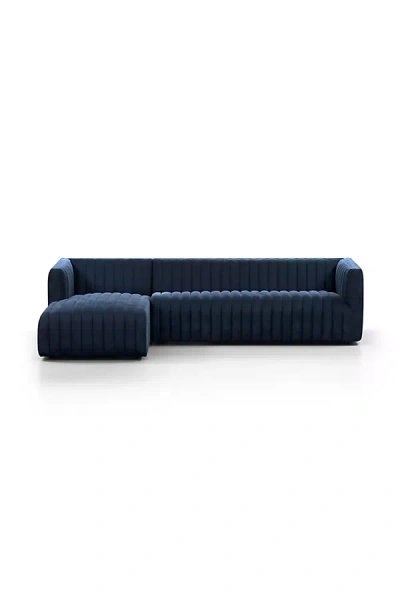 Anthropologie Alexander 105" Velvet Channeled 2-piece L-shaped Sectional