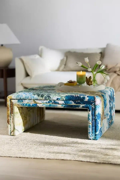 Anthropologie Alexander Judarn Tapestry Coffee Table Ottoman In Blue