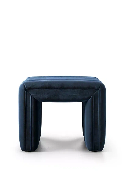 Anthropologie Alexander Velvet Ottoman In Blue