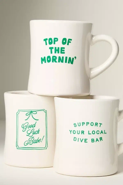 Anthropologie Alice & Wonder St. Patrick's Day Mug In White