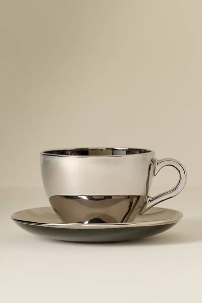 Anthropologie Alice Glass Teacup In Silver