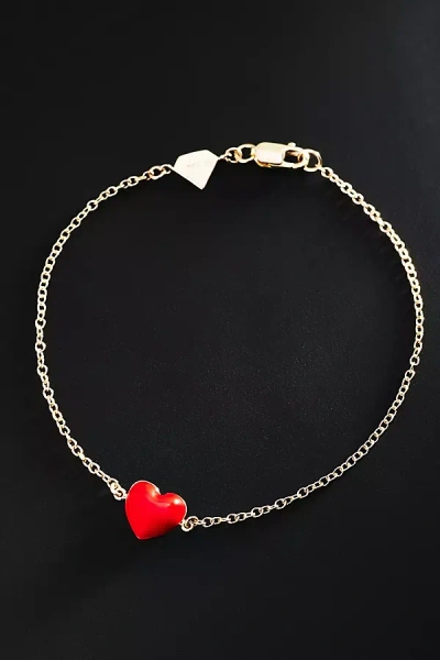 Anthropologie Alison Lou Heart Charm Bracelet In Metallic