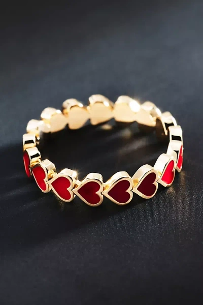 Anthropologie Alison Lou Heart Stack Ring In Gold