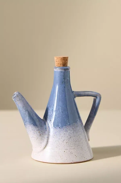 Anthropologie Allegra Stoneware Spout Olive Oil Cruet In Blue