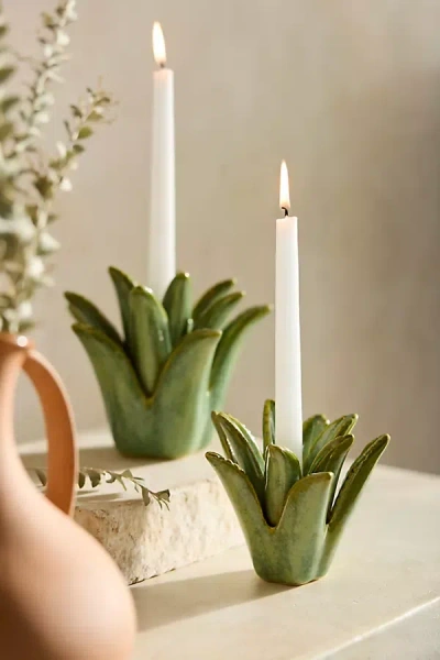 Anthropologie Aloe Ceramic Taper Holder