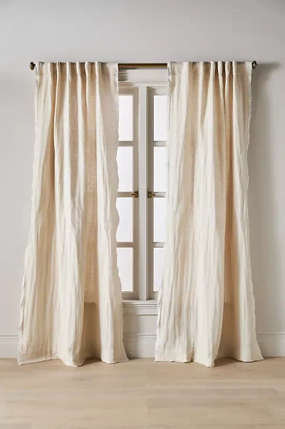 Anthropologie Amande Linen Cotton Blend Curtain In Neutral
