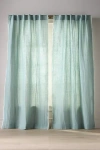 Anthropologie Amande Linen Cotton Blend Curtain In Green