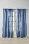 Anthropologie Amande Linen Cotton Curtain With Striped Trim