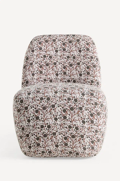 Anthropologie Amelia Block-print Linen Cotton Slipper Chair
