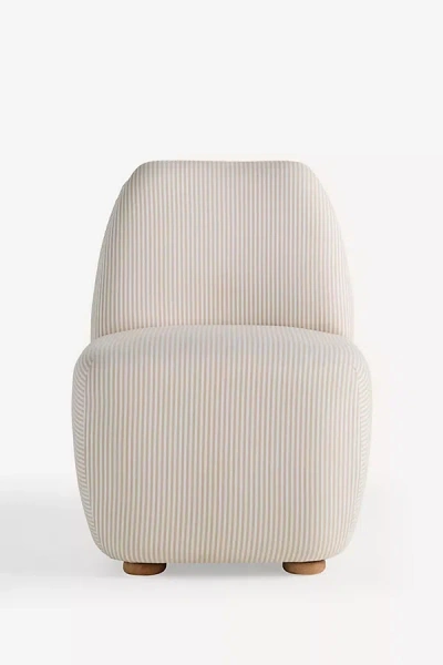 Anthropologie Amelia Stripe Cotton Slipper Chair In Beige