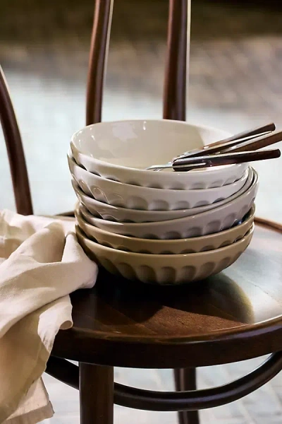 Anthropologie The Latte Stoneware Pasta Bowls, Assorted Set Of 6: Amelie Edition In Neutral