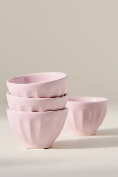 Anthropologie The Latte Stoneware Nut Bowls, Set Of 4: Amelie Edition In Pink