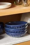 Anthropologie The Latte Stoneware Pasta Bowls, Set Of 4: Amelie Edition In Blue