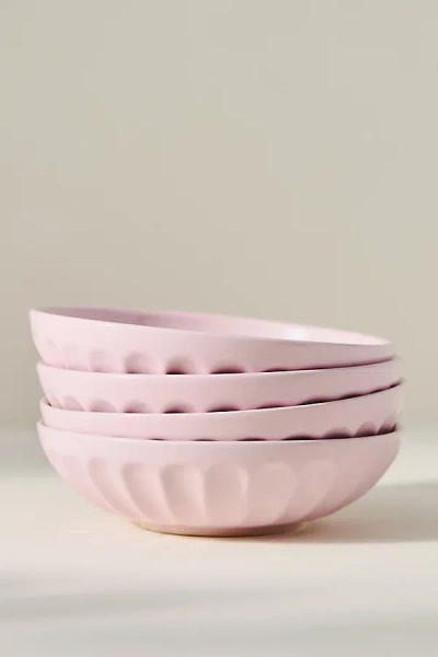 Anthropologie The Latte Stoneware Pasta Bowls, Set Of 4: Amelie Edition In Pink