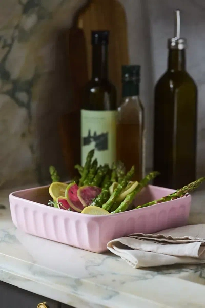 Anthropologie Amelie Latte Portuguese Stoneware Square Baking Dish In Pink