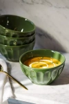 Anthropologie The Latte Stoneware Cereal Bowls, Set Of 4: Amelie Edition In Green