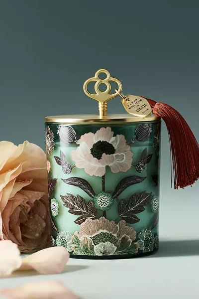 Anthropologie Amelie Woody Teakwood & Rose Lidded Glass Candle In Multi