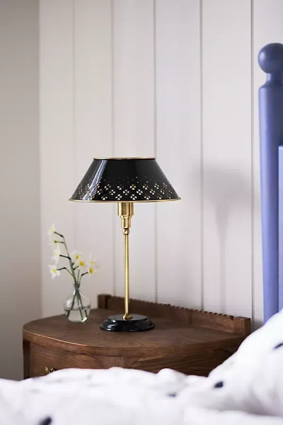 Anthropologie Amilia Enameled Brass Perforated Table Lamp