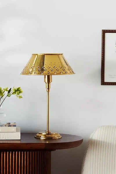 Anthropologie Amilia Enameled Brass Perforated Table Lamp