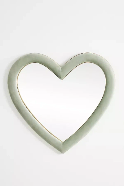 Anthropologie Amor Velvet Heart Mirror In Green