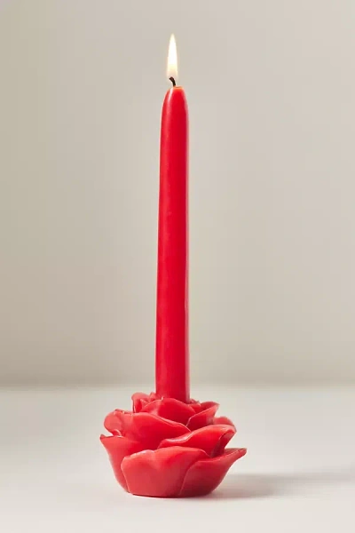 Anthropologie Amour Heart Decorative Shaped Wax Candle In Red
