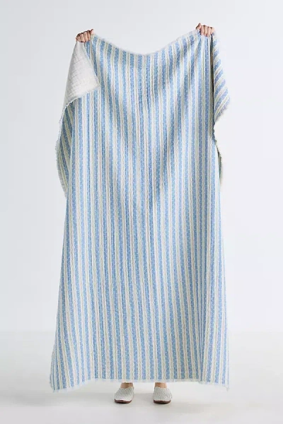 Anthropologie Ana Cotton Gauze Woven Throw Blanket In Blue