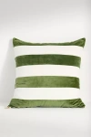 Anthropologie Andie Striped Cotton Velvet Pillow In Green