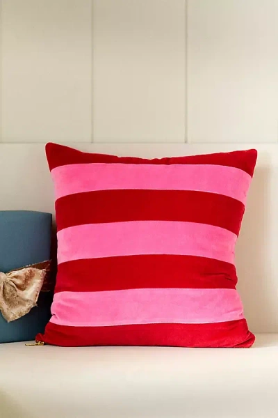 Anthropologie Andie Striped Cotton Velvet Pillow In Multi