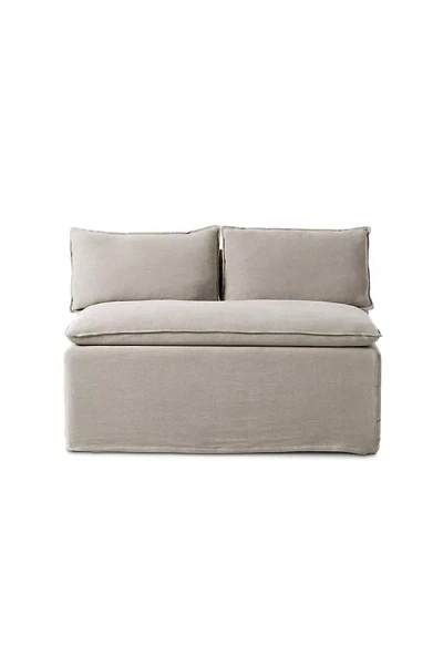 Anthropologie Andre Modular 50" Linen Slipcover Banquette Dining Bench In Neutral