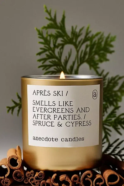 Anthropologie Anecdote Woody Apres Ski Boxed Glass Candle In Gold