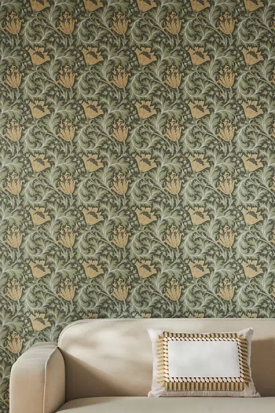 Anthropologie Anemone Floral Trail Wallpaper In Green