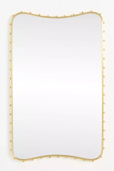 Anthropologie Anita Beaded Brass Mirror In Gold