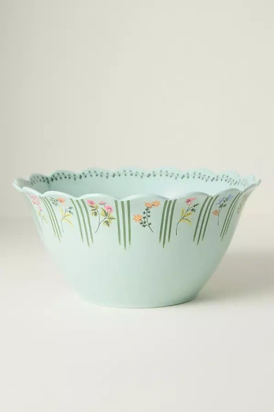 Anthropologie Annette Floral Melamine Serve Bowl In Blue