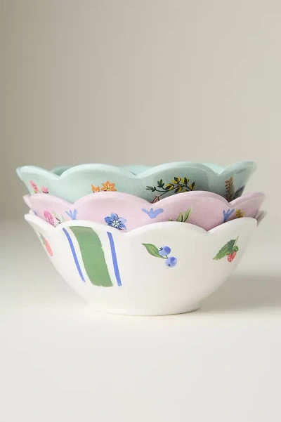 Anthropologie Annette Floral Nut Bowl Assorted Set Of 3 In Multi