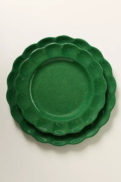 Anthropologie Annette Melamine Dessert Plates, Set Of 4 In Green