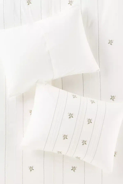 Anthropologie Annie Cotton Floral Embroidered Shams, Set Of 2 In White