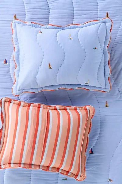 Anthropologie Annika Cotton Sailor Embroidered Shams, Set Of 2 In Blue