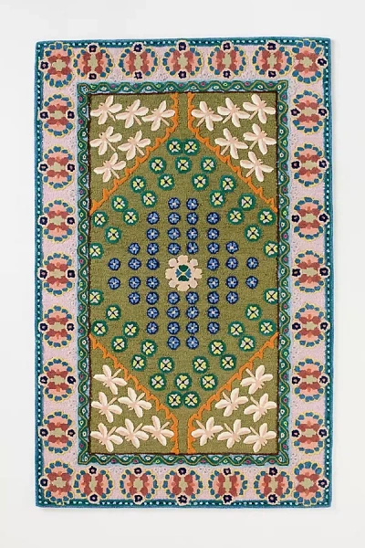 Anthropologie Annora Hand-tufted Wool Dragonfly Border Rug