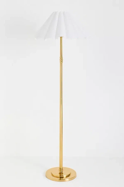 Anthropologie Antique Brass Scallop Shade Classic Floor Lamp In Gold