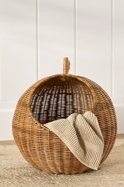 Anthropologie Apple Woven Wicker Basket In Brown