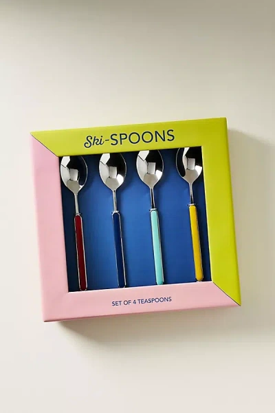 Anthropologie Après Ski Stainless Steel Teaspoons, Set Of 4 In Multi
