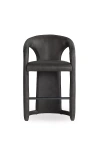 Anthropologie Archie Distressed Leather Counter Stool In Black